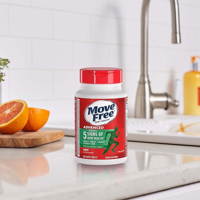 Move Free Advanced Glucosamine Chondroitin MSM Joint Support Supplement Supports Mobility Comfort Strength Flexibility &amp Bone - 120 Tablets (40 servings)*