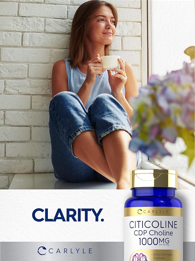 Carlyle Citicoline CDP Choline 1000mg | 60 Capsules | Extra Strength Formula | Non-GMO Gluten Free Supplement