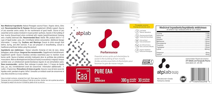 ATP LAB - Pure EAA Powder 300g (Pineapple Coconut Flavour) - EAA Supplement - Essential Amino Acid Powder - Building Muscle Recovery