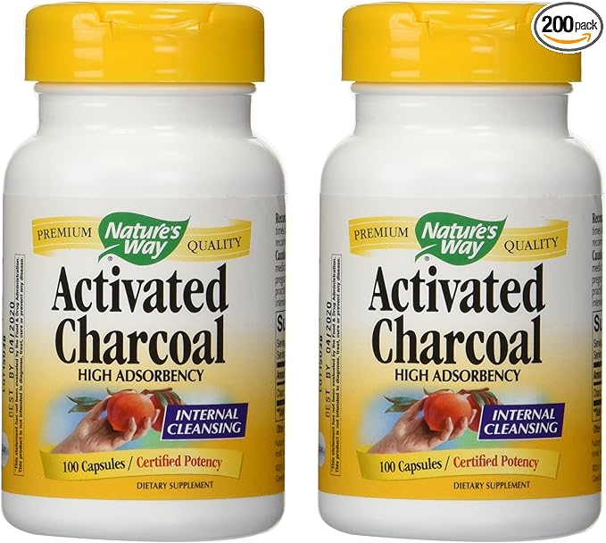 Nature'S Way Activated Charcoal High Adsorbency - 100 Capsules 2 pack