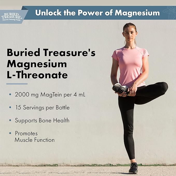 Buried Treasure Magtein - 2 oz. 15 Doses Brain Health Magnesium L-Threonate for Enhanced Memory and Sleep