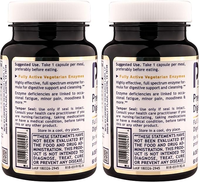 Premier Research Labs Premier Digest Dietary Supplement 60 capsules (2 Pack)