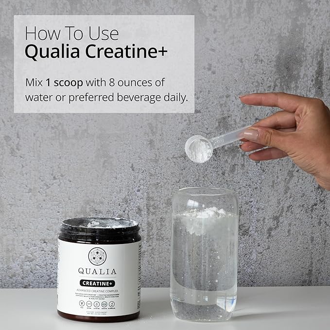 Qualia Creatine | Advanced Creatine Complex | 2 Sources + Magnesium | Optimized Absorption | Muscle Performance Brain Function &amp Healthy Aging (30 Servings)