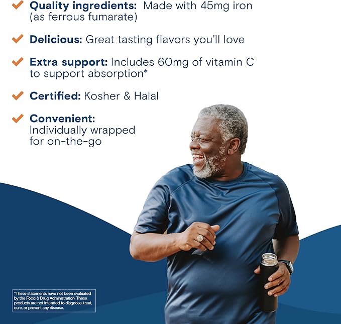 Bariatric Fusion Iron Supplement for Women Anemia | Chewable Iron with Vitamin C | Grape Flavored Soft Chew | Gentle on Stomach Ferrous Fumarate for Women and Men | Gluten Free | 60 Count