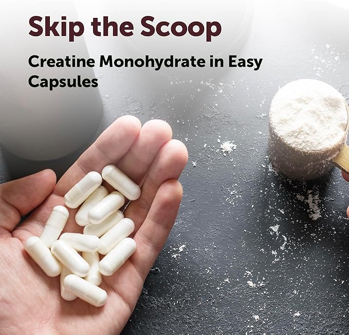 Creatine Monohydrate 5000mg 500 Capsules | Pure Creatine Pills – Micronized + Unflavored Powder Source Easy Absorption | Keto Non-GMO