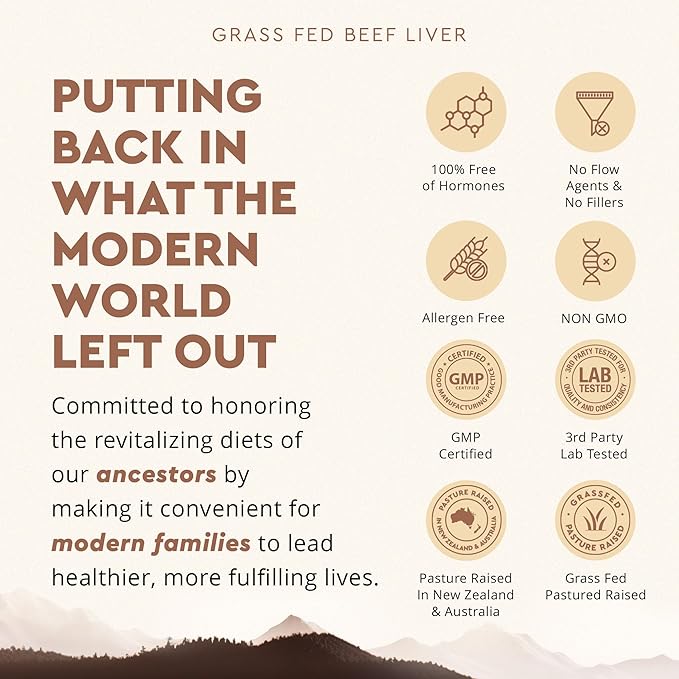 Ancestral Supplements Grass Fed Beef Liver Capsules Supports Energy Production Cleansing Digestion Immunity and Body Wellness Non GMO Freeze Dried Liver Support 180 Capsules Bottle (3 Pack)