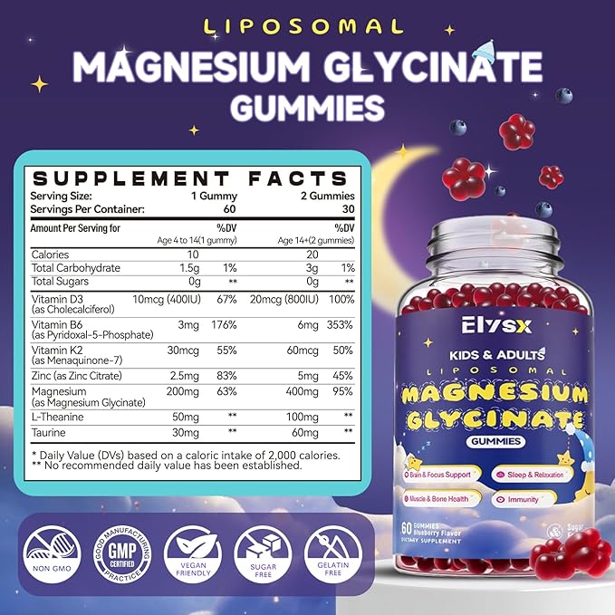 Lysine Monolaurin &amp Liposomal Magnesium Glycinate Gummies Lip &amp Oral Health Immune Muscle &amp Relax
