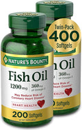 Nature's Bounty Fish Oil Dietary Supplement with 360mg Omega-3 Supports Heart Health 1200mg 200 Softgels (Pack of 2)