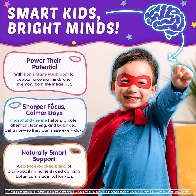 Nextdia L-Lysine 500/1000mg Filled Gummies Support Immune+Kids Brain Booster Supplement for Focus &amp Attention