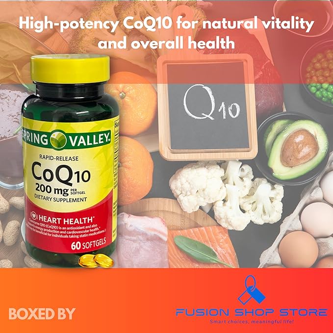 Coq10 200mg- Rapid Release 60 softgels (Pack of 1) Boxed by Fusion Shop Store