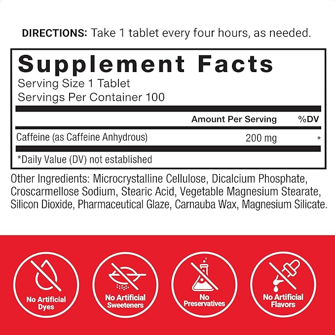 Force Factor Creatine Powder 60 Servings and Caffeine Tablets 100 Tablets - Creatine for Muscle Gain and Caffeine for Energy