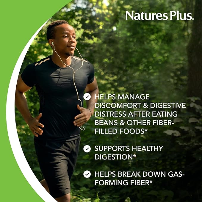 NaturesPlus Say Yes to Beans - 60 Capsules Pack of 2 - Helps Reduce Gas Bloating Stomach Upset &amp Digestive Discomfort - Supports Healthy Digestion for Fiber-Rich Meals - Vegan - 120 Total Servi