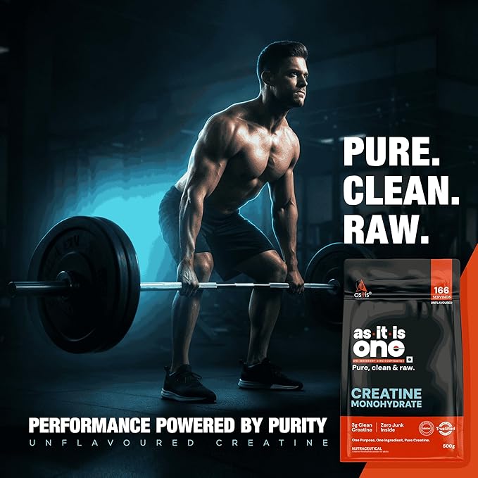 AS-IT-IS Nutrition Creatine Monohydrate 500gms/17.6 Oz | USA Labdoor Certified for Accuracy &amp Purity No Preservatives Gluten-free Vegan Friendly Post-workout Supplement
