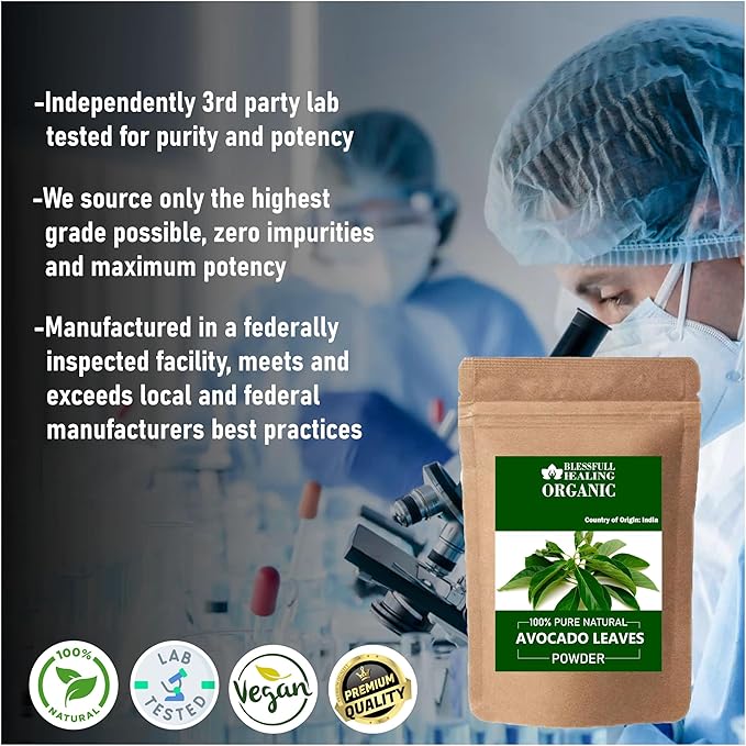 Blessfull Healing Organic Avocado Leaves Powder 100% Pure Natural 300 Gram / 10.58 oz