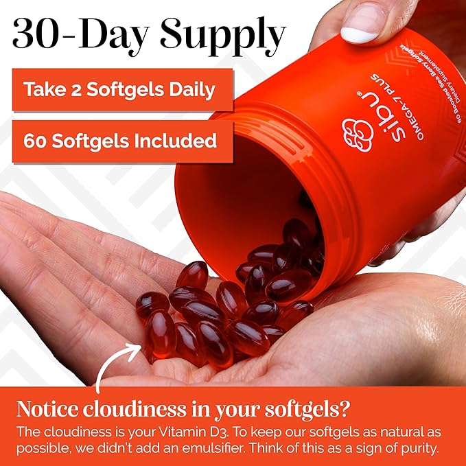 sibu Sea Buckthorn Omega-7 Plus Softgels Starter Kit (30 Day Supply) – Blend of Sea Buckthorn Oil and Plant-Based Vitamin D3 &amp Omega-3 DHA
