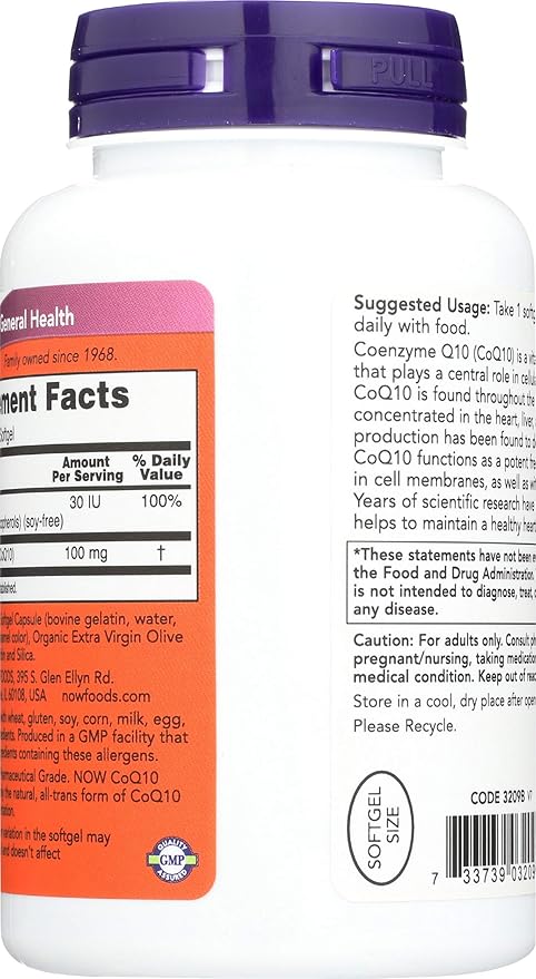 NOW Foods Coq10 100mg 150 Soft Gels