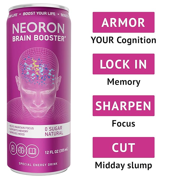 NEORON Focus + Calm | Sugar-Free Nootropic Drink for Mental Clarity - Stress &amp Burnout Support (12-Pack Passion Fruit &amp Lime)