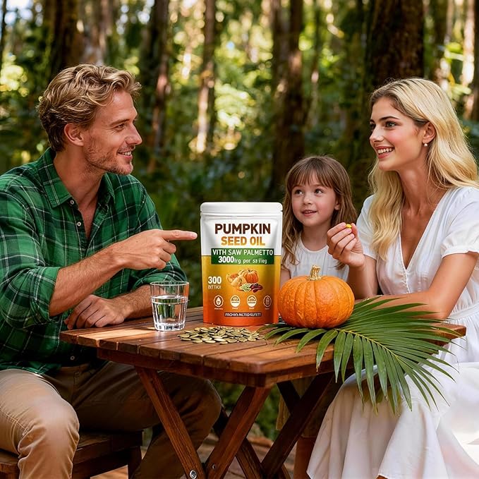 Pumpkin Seed Oil Capsules - Saw Palmetto Pumpkin Seed Oil 300 Softgels Prostate Health Immune and Urinary Tract Support Promotes Hair Growth - Pure Non GMO