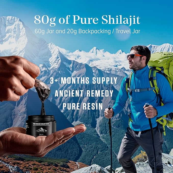 Pure Himalayan Shilajit Resin Supplement 80g | Organic Shilajit for Men &amp Women | Natural Energy Booster with Organic Fulvic Acid &amp 85+ Trace Minerals | Lab-Tested