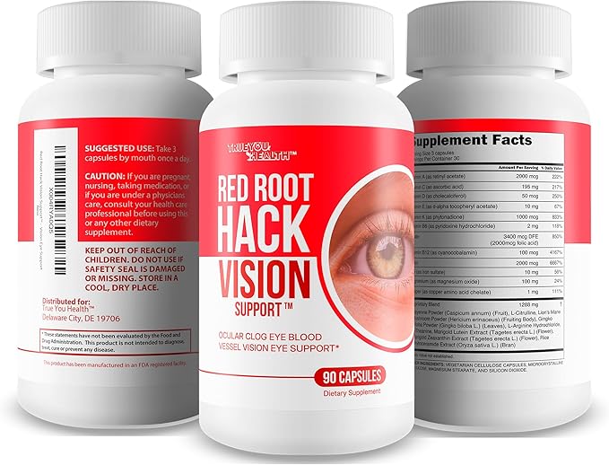 Red Root Hack Vision Supplement - Our Best Eye Pills for Ocular Clog - Vision Eye Vitamins to Improve Eyesight - Our Best Bloodflow Vision Pills Sight Care Formula with Vitamin A Lutein Zeaxanthin