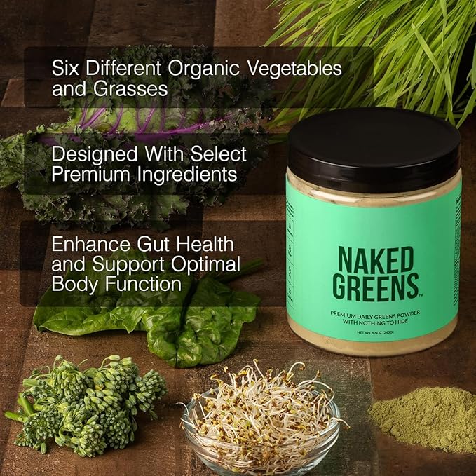 NAKED Colostrum &amp Super Greens Bundle – Grass-Fed Bovine Colostrum + Organic Greens with Prebiotics &amp Probiotics - Gut Skin Recovery &amp Immune Support