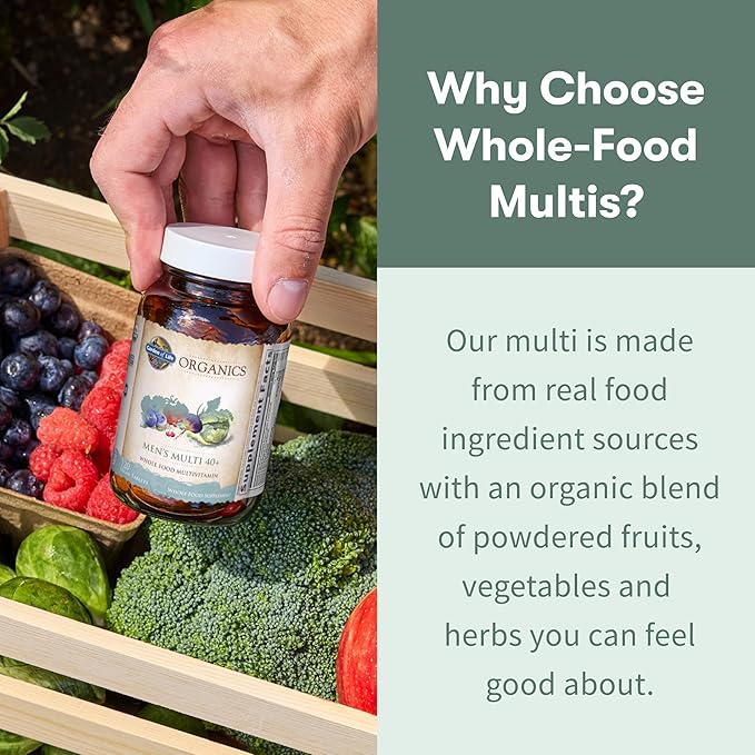 Garden of Life Organics Men's 40+ Multivitamin with Prostate Support B12 &amp Vitamins – Vegan Daily Whole Food Multivitamin Non-GMO Certified Organic 120 Tablets