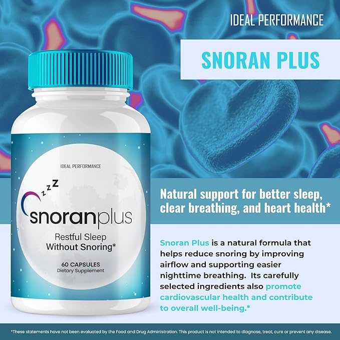 Snoran Plus Capsules Official Snoran Plus Natural Supplement Pills Reduces Snoring - Extra Strength SnoranPlus Advanced Formula Improves Breathing Overall Health &amp Wellness Reviews (60 Capsules