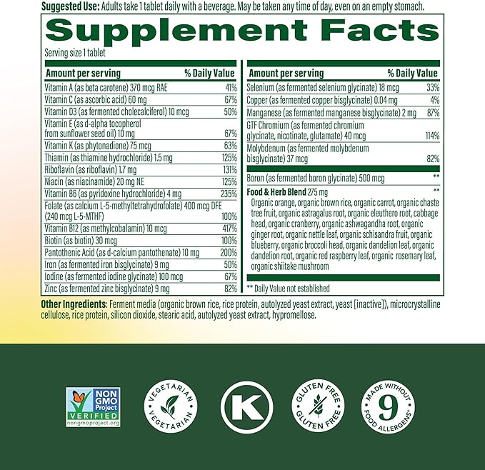 MegaFood Womens Multivitamin One Daily - Multivitamin for Women - Vitamin C Vitamin D Iron &amp B Vitamins - Bone Energy Metabolism &amp Immune Support - Vegetarian GlutenFree - 30 Tablets 30 S