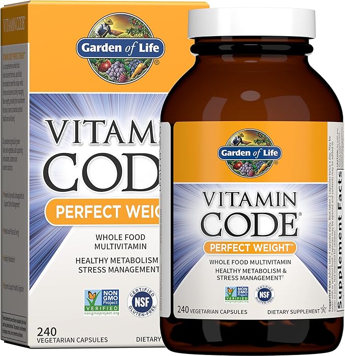 Garden of Life Multivitamin Code Perfect Weight Loss for Women and Men Healthy Active Metabolism Stress Management Ashwagandha Green Tea and Enzymes 240 Count