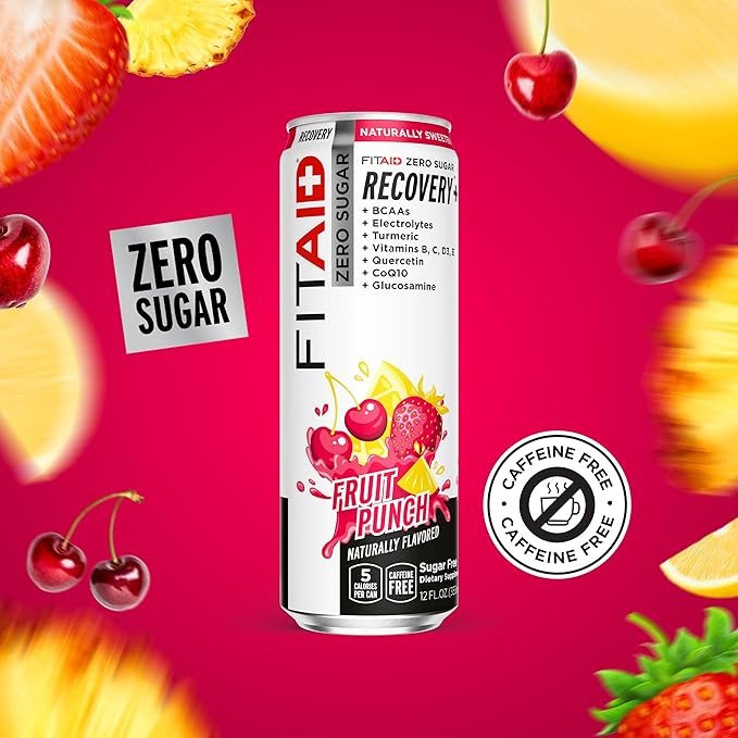 FITAID ZERO Sugar Keto-Friendly Number 1 Post-Workout Recovery Drink Contains Zero Sugar BCAA Glucosamine 5 Calories Keto Variety Pack 12 Fl Oz (Pack of 12) - Packaging May Vary