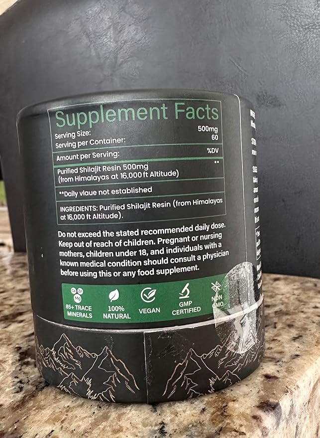 Himalayan Shilajit Resin - 75 Servings for Energy Boost &amp Immune Support – Organic Shilajit Contains 85+ Trace Minerals and 75percent+ Fulvic Acid with Lab Test Report (30g)