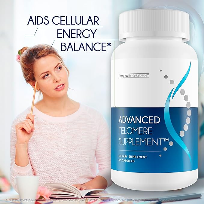Advanced Telomere Support - Our Best Advanced Telomere Supplement - Anti Aging Pills - Telomeres Lengthening Supplements - Our Best Anti Aging Supplement - NAD Booster Nrf2 Nadh Activator Supplements