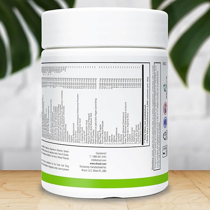 Vitamins Plus Supplement - Natural Daily Men’s &amp Women’s Multivitamin with Iron Minerals Digestive Enzymes &amp Antioxidants for Energy Brain &amp Digestive Support - No Fillers 60 Capsule