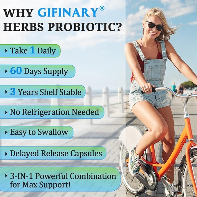 Probiotics for Women &amp Men - 300 Billion CFU 24 Strains Probiotics + 15 Organic Herbs Prebiotics for Digestive Gut Health Immune Constipation Diarrhea &amp Whole-Body Health - 4 Months Suppl