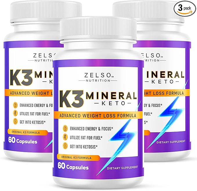 ZELSO (3 Pack) K3 Mineral Weight Loss Pills for Women and Men K3 Mineral Pills - K3 Salt Mineral Vitamin + K3 Capsules Supplement for Keto Weight Loss - 3 Months Supply