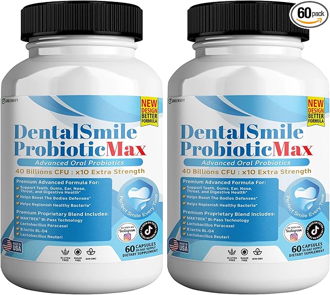DentalSmile ProbioticMax Advanced Oral Probiotic Supplement 40 Billion CFU 60 Capsules Gluten Free (2)