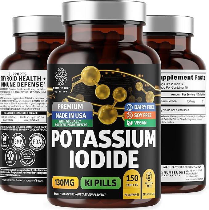 Premium Potassium Iodide Tablets Natural KI Pills to Support Immunity 130 mg per Serving 150 Count