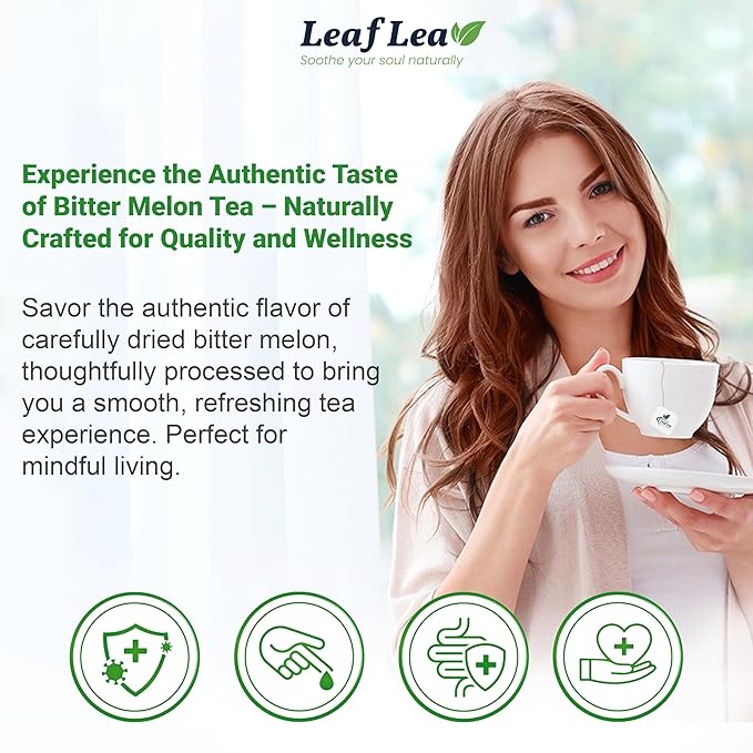 LeafLea 80 Bitter Melon Tea Bags Premium Dried Momordica Charantia (Melon Amargo Gohyah) Herbal Fruit Tea | Supports Wellness and Digestion | Caffeine-Free Sugar-Free Vegan Pack of 2