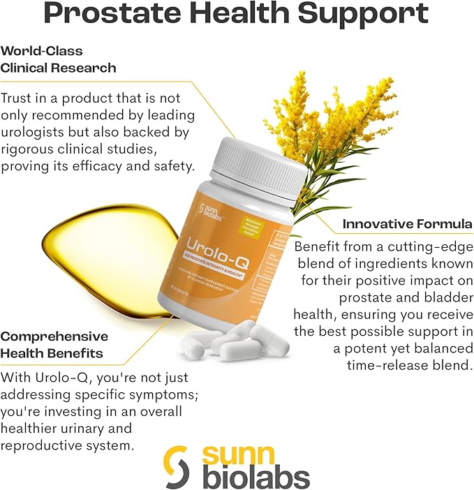 Urolo-Q Extra-Strength Prostate Support for Chronic Prostatitis CPPS Maximum Strength Effective Prostate Health Supplements for Men Advanced Time Release Formula with Added Pollen Extract. (3)