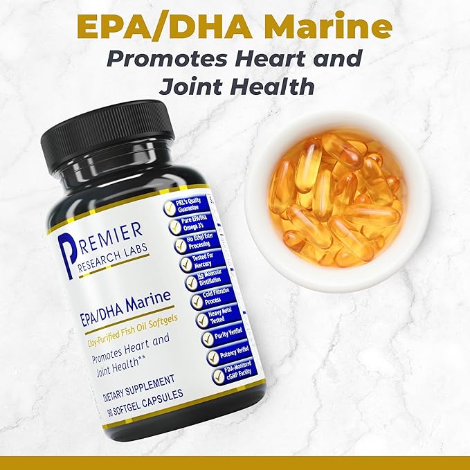 Premier Research Labs EPA DHA Marine Softgels - Omega 3 Fish Oil EPA DHA Omega 3 Supplement Fatty Acids for Women &amp Men Natural - 90 Softgel Capsules