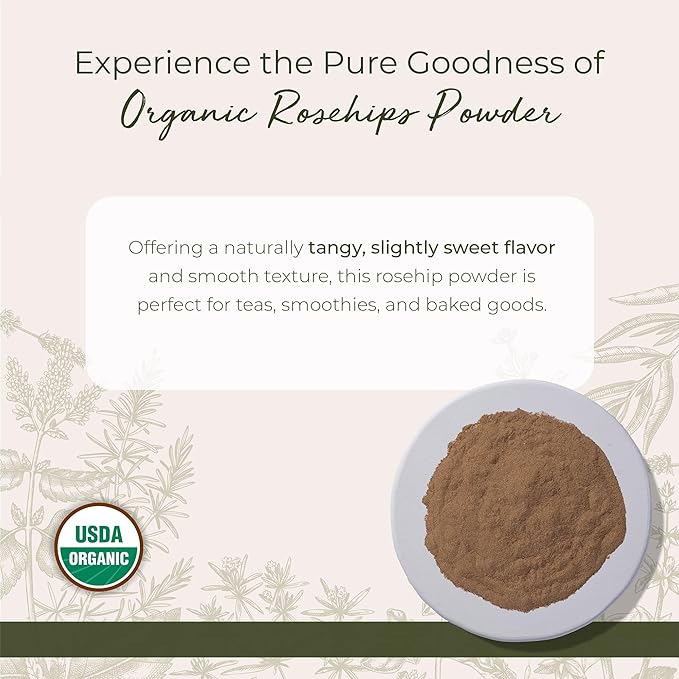 Starwest Botanicals Rosehips Powder Organic - Dried Herb for Tea &amp Baking Finely Ground Certified Kosher Non-GMO - Bulk 1 lb Bag