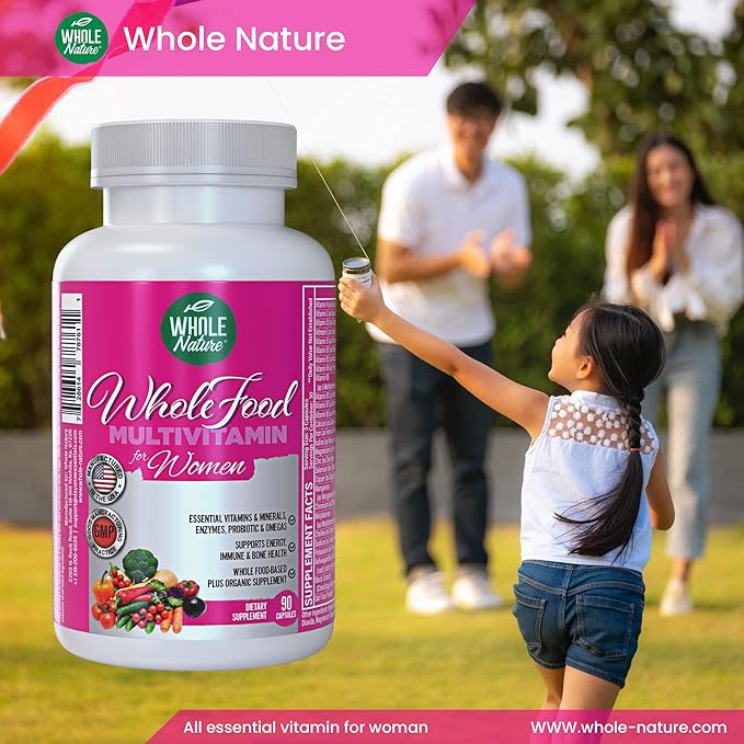 Whole Food Multivitamin for Women Womens Multi Vitamin with Folate B12 Methyl Vitamins Minerals Probiotics and Omegas Vegan Non GMO- 90 Capsules (1) (1)