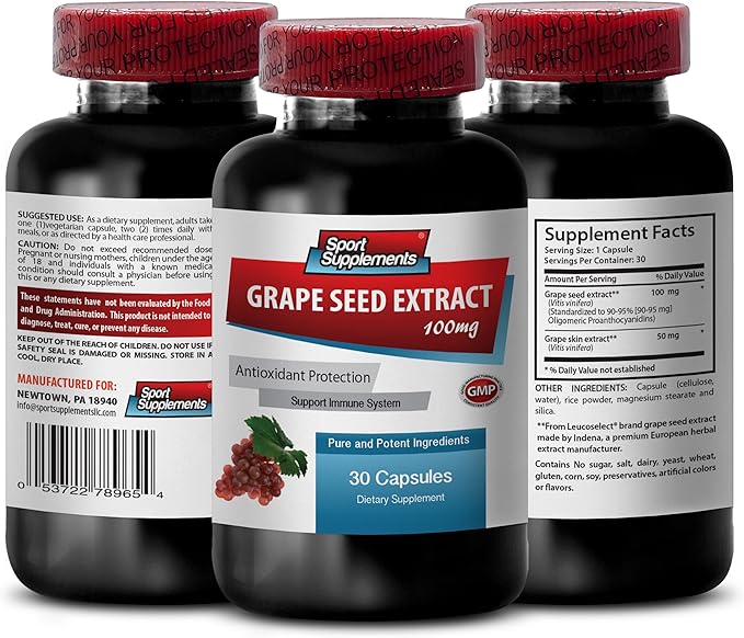 Oligomeric proanthocyanidins - Grape Seed Extract - Grape Seed Extract Capsules - Grape Seed Extract Capsules - Grape Seed Supplement - Grape Seed resveratrol - Prevent high Pressure - 3B 90 Capsules