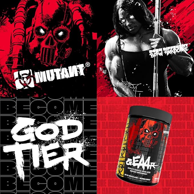 Mutant GEAAR - 9.4g of EAA Powder + Arginine 7g BCAAs 4g Leucine Electrolytes Coconut Water 30 Servings - Fruit Punch