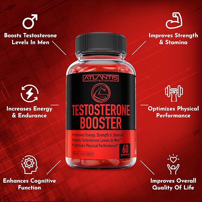 Atlantis Nutrition Sugar Free Prebiotic Fiber Gummies for Adults 60 Gummies + Testosterone Booster 2-Pack (120 Gummies)