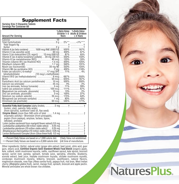 NaturesPlus Animal Parade Gold Children's Multivitamin Grape Flavor - 120 Chewable Animal Shaped Tablets Pack of 2 - Vegan Gluten Free - 120 Servings