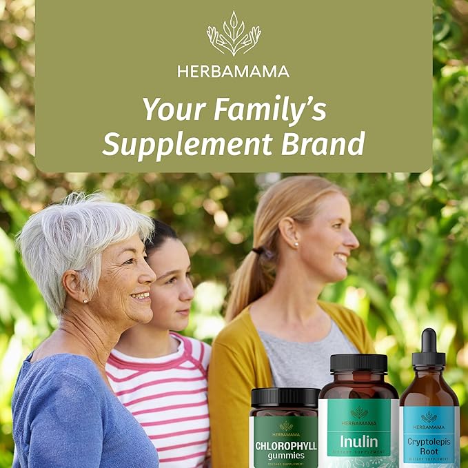HERBAMAMA Inulin Powder Capsules 1200mg - Digestive Support &amp Gut Cleanse with Inulin Prebiotic Fiber - Vegan Non-GMO Chicory Root Powder Supplement (Pack of 2)