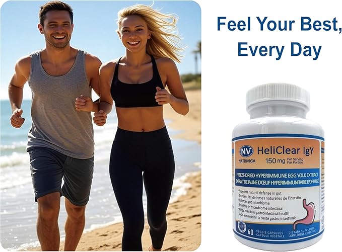 Heliclear IgY – Hyperimmune Egg Yolk IgY for Gut Gastric &amp Immune Health – Supports Gut Microbiome Balance Stomach Lining Integrity &amp Digestive Health – Dairy-Free 150 mg 60 Capsules
