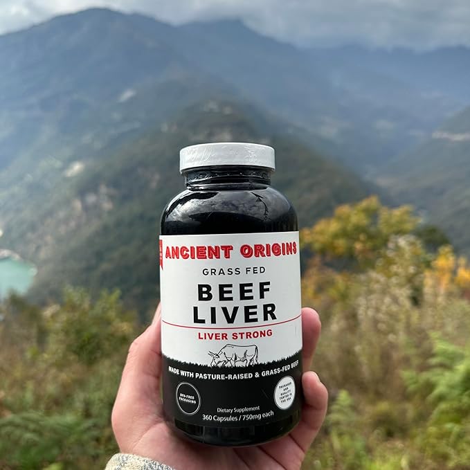 Ancient Origins Grass Fed Beef Liver Two Month Supply Supports Energy Production Cleansing Digestion Immunity and Full Body Wellness Non GMO Freeze Dried Liver Supplement 360 Capsules