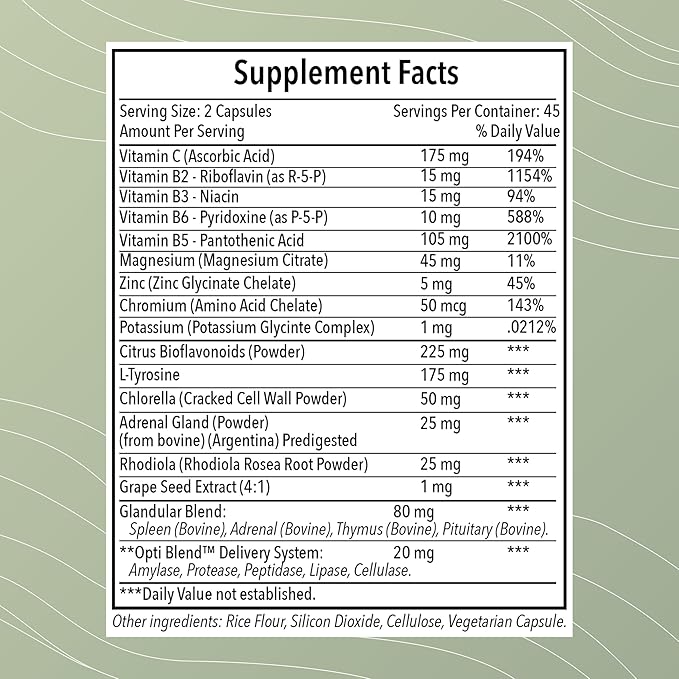 Optimal Health Systems Opti-Adrenal | Adrenal Restore Supplement | Adrenal Powder Glandulars Rhodiola Root &amp 10+ Key Nutrients | 90 Capsules...